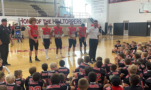 2021 Youth Football night Pep talk from coach Hewitt and captains